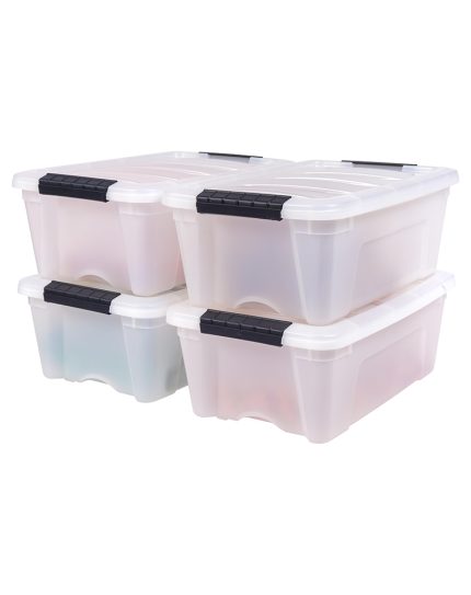 IRIS USA 12 Qt. Large Deep Clip Box, 4 Pack
